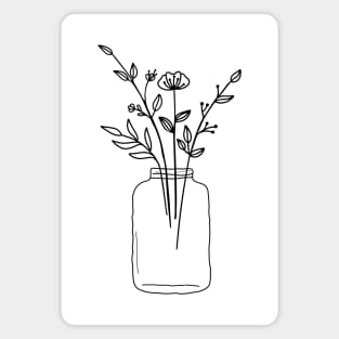 line drawing flowers Magnet